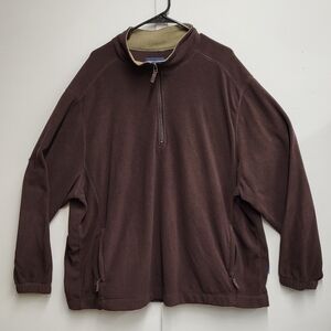 Saddlebred Sweater Men XXL Dark Brown Quarter Zip Sweatshirt Fleece Long Sleeve
